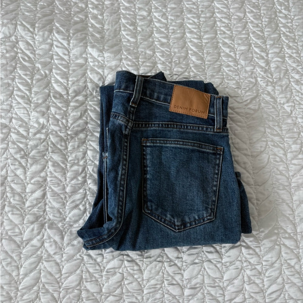 Denim Forum Men's Indigo Slim Straight Jeans